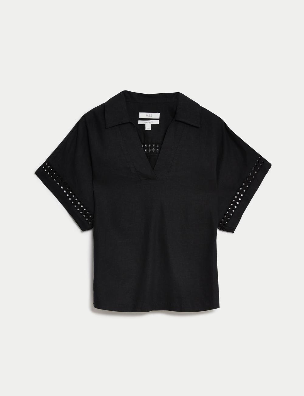 Blusa de lino de manga corta