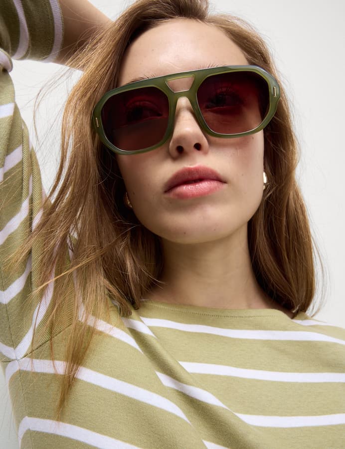 Camiseta de manga semilarga de rayas