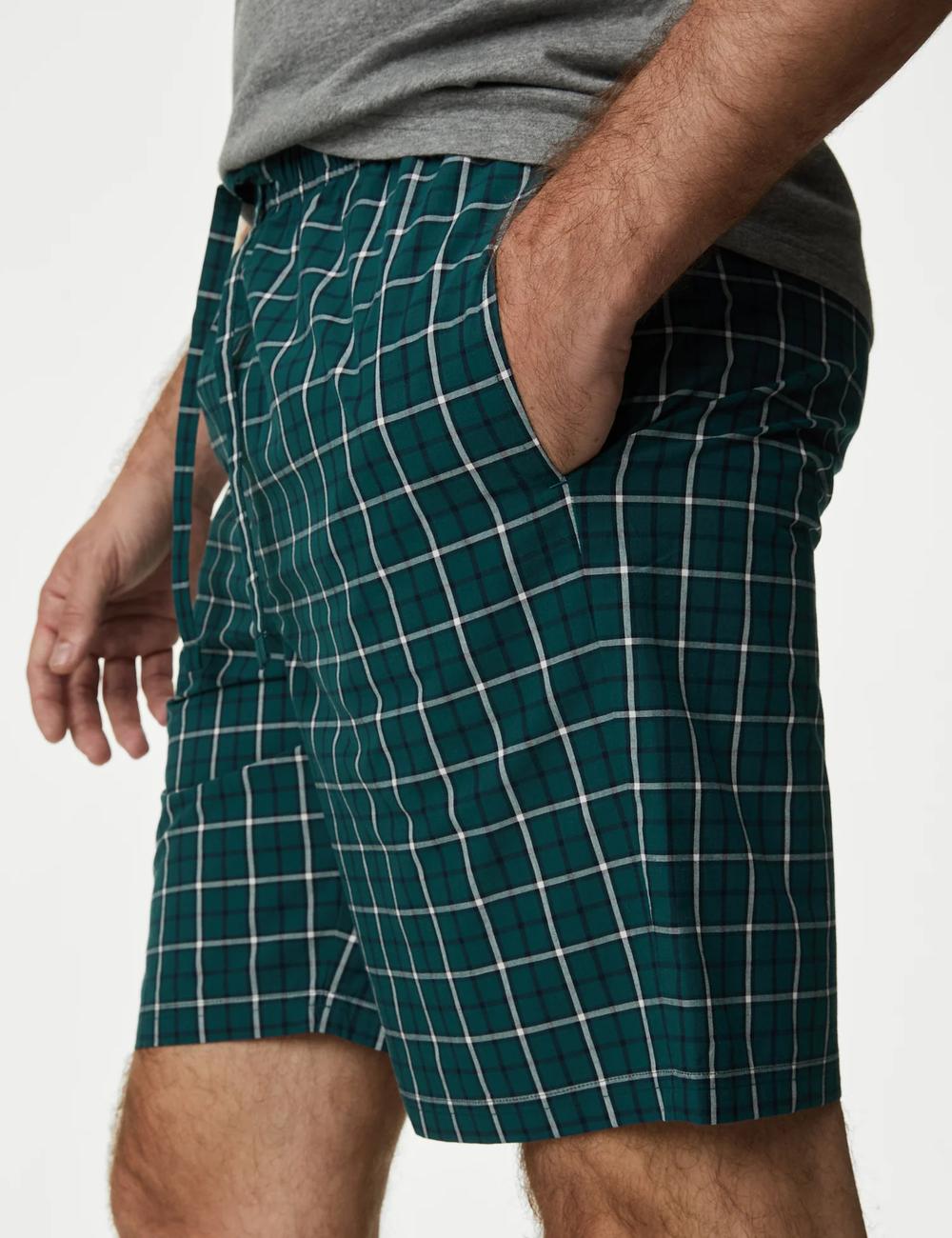 Pijama corto de algodón a cuadros