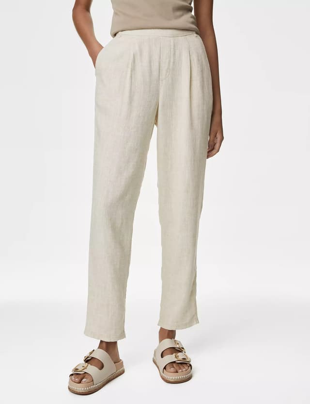 Pantalón de lino-viscosa Taper