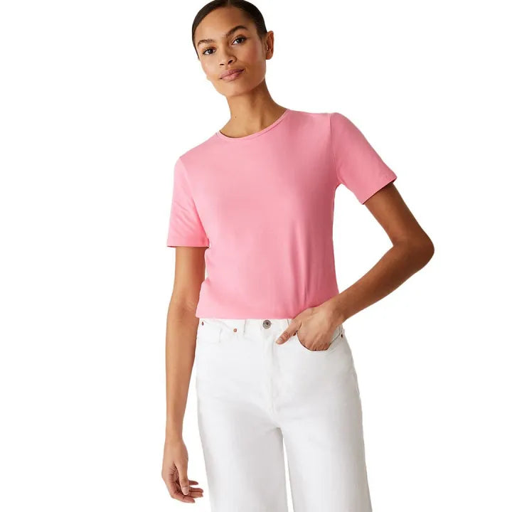 Camiseta básica de manga corta y escote pico