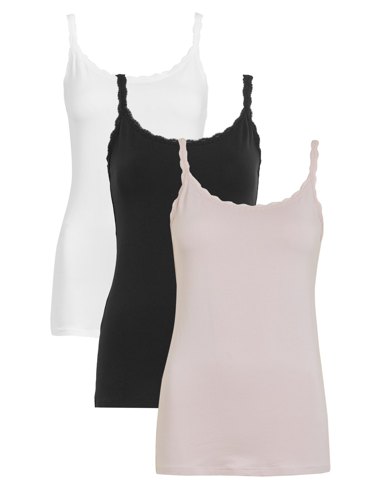 Pack 3 top tiros con vivo encaje