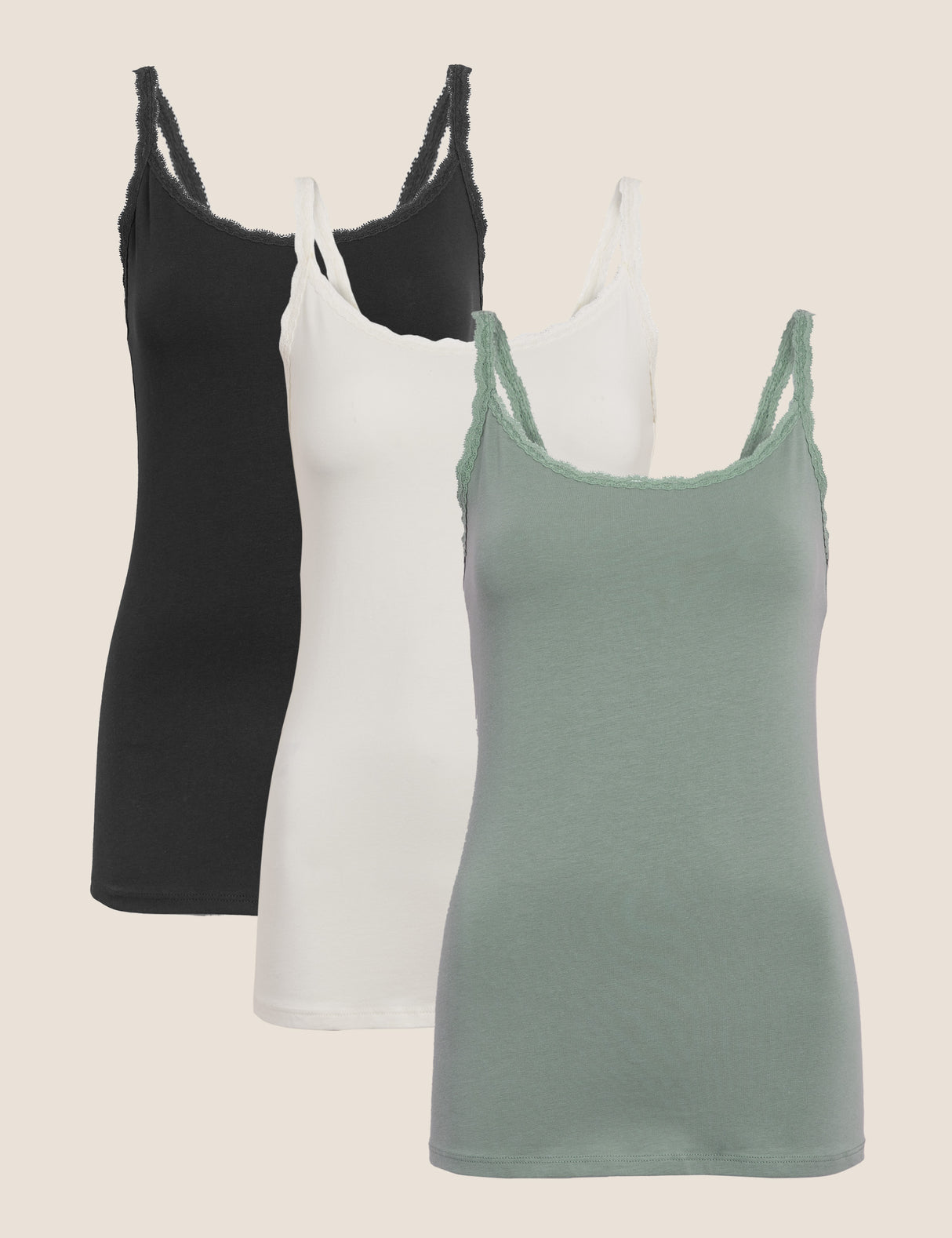 Pack 3 top tiros con vivo encaje