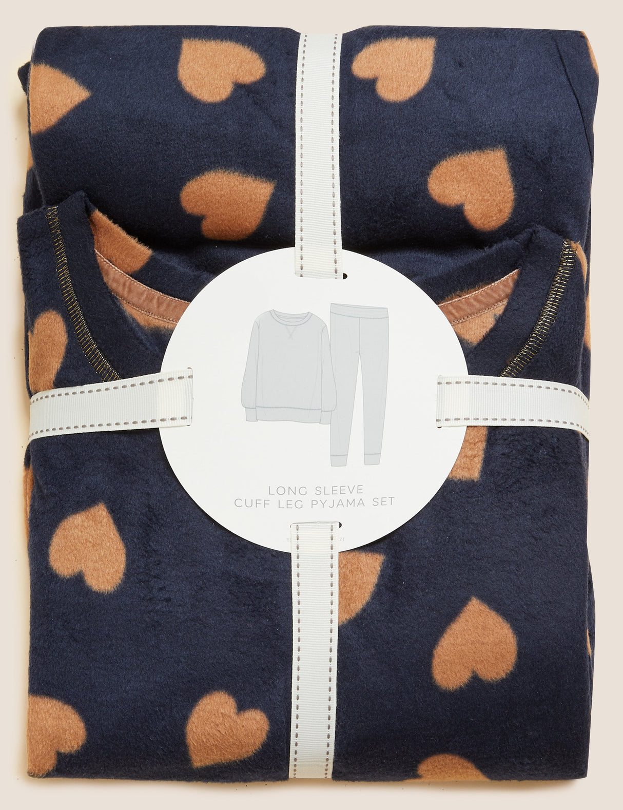 Pijama diseño corazones manga larga con puño