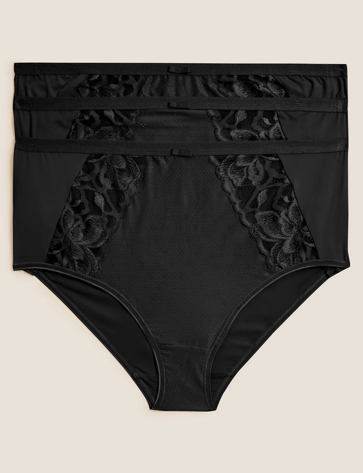 Pack 3 Bragas altas con encaje