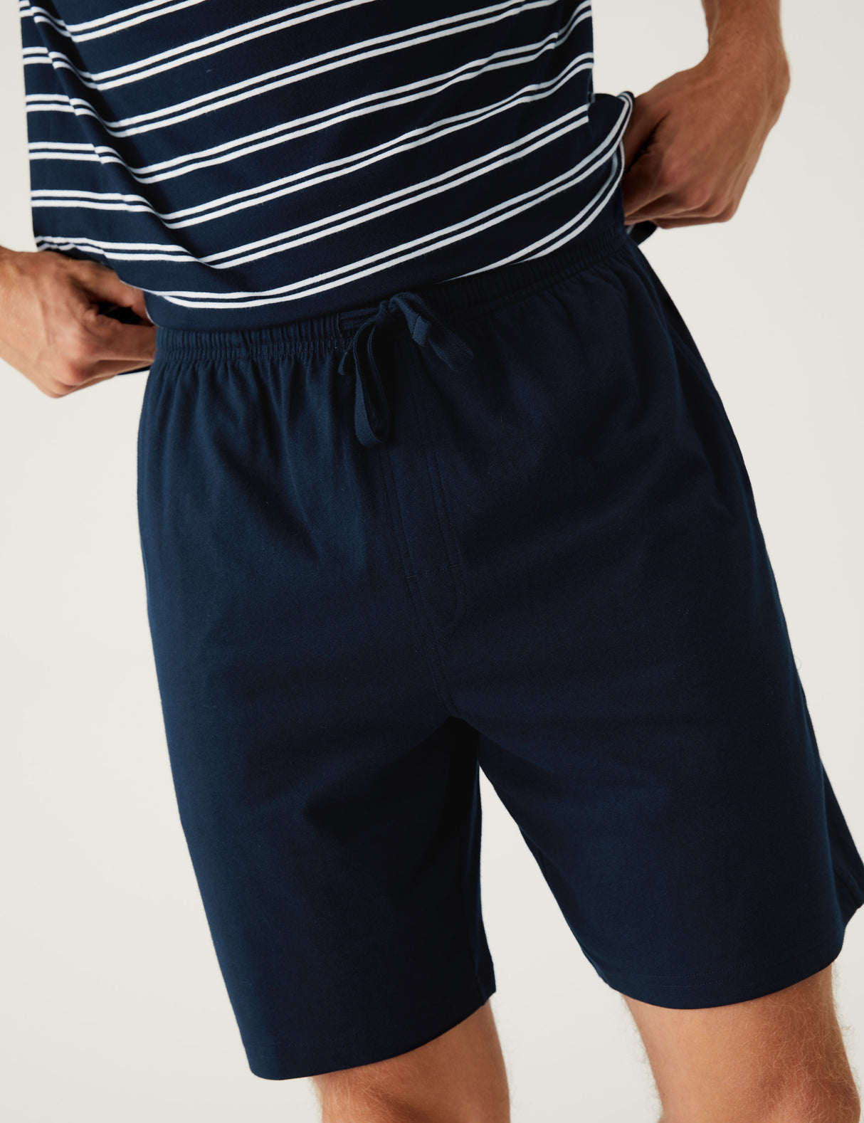 Pijama corto en punto camiseta a rayas