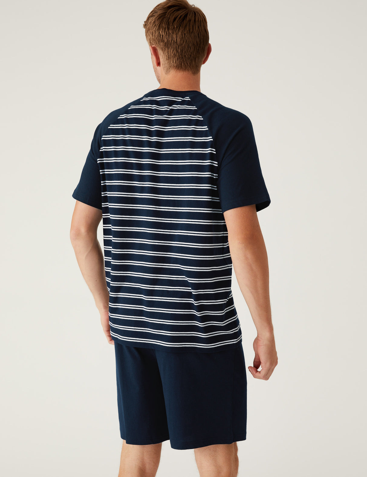 Pijama corto en punto camiseta a rayas