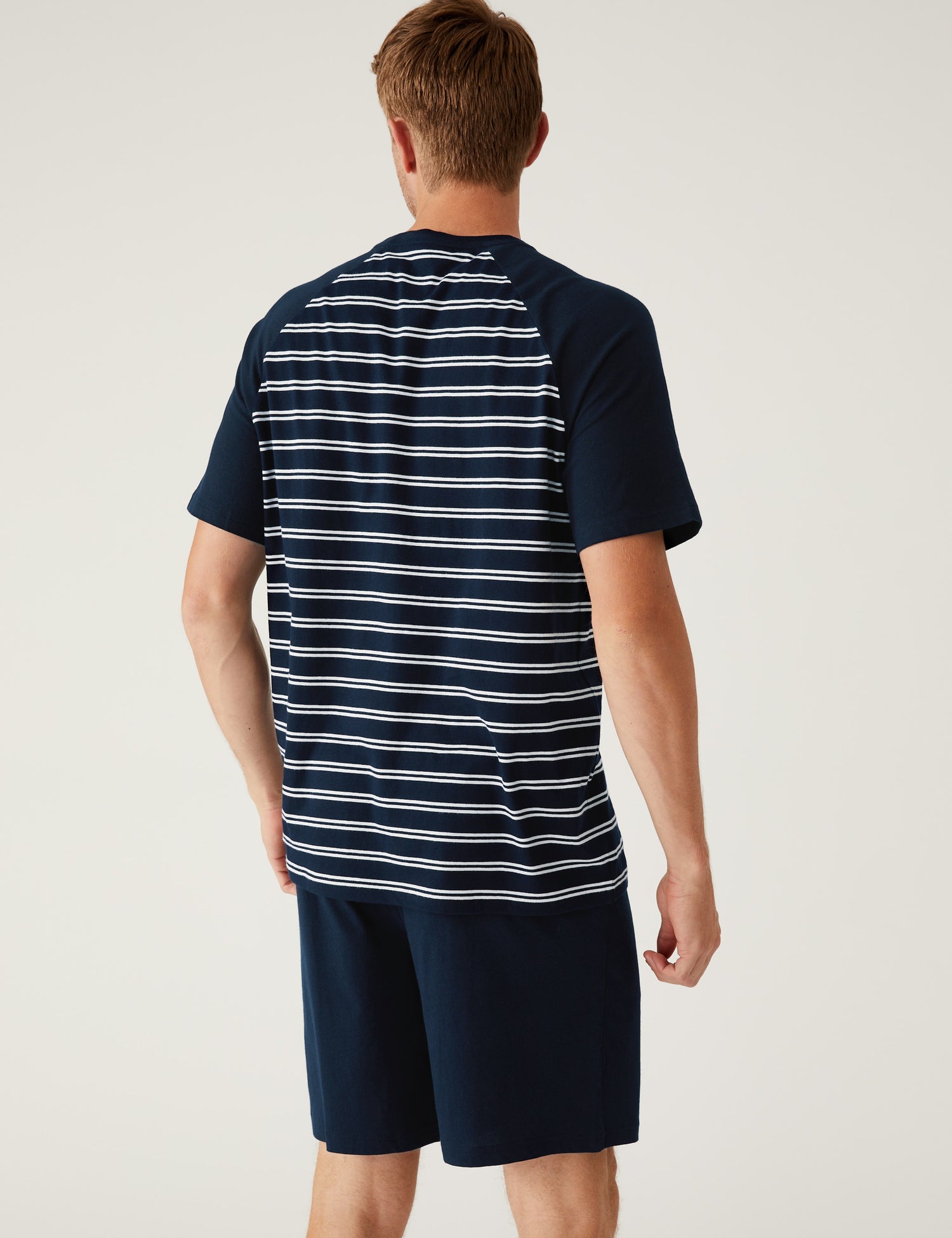 Pijama corto en punto camiseta a rayas