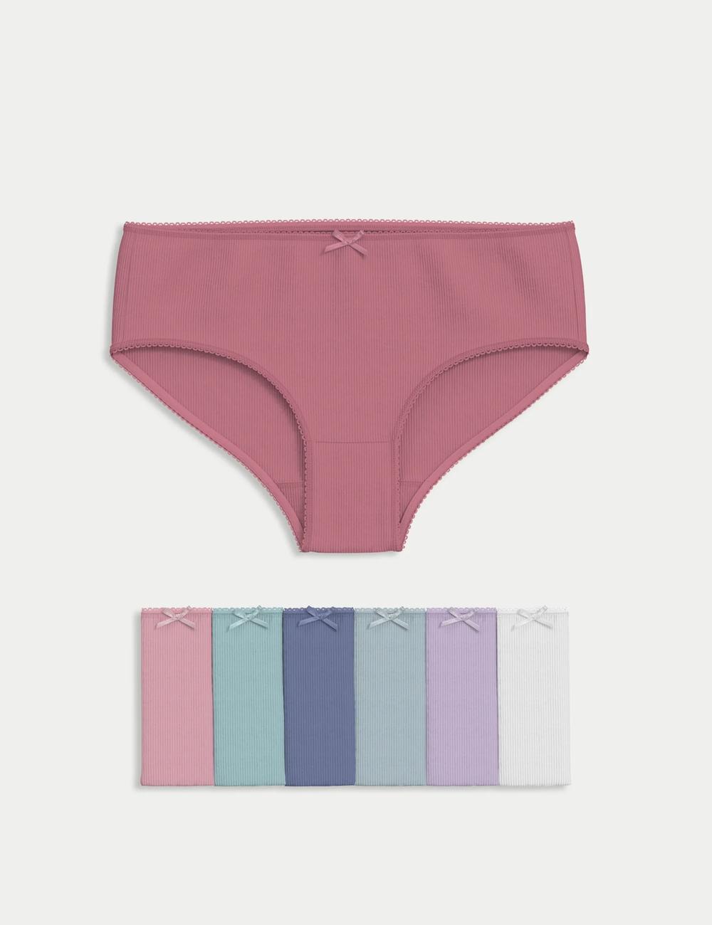 Pack de 7 braguitas lisas con lacito