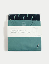 Pijama de punto con camiseta de manga corta diseño Loros