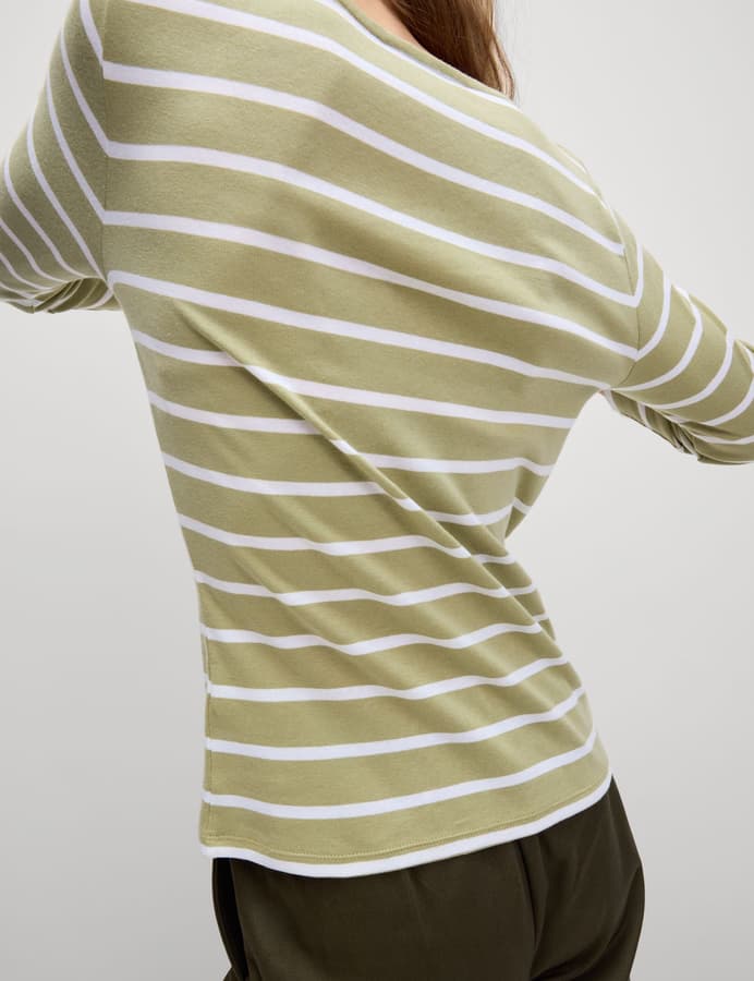 Camiseta de manga semilarga de rayas