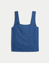 Blusa de lino sin mangas de escote cuadrado