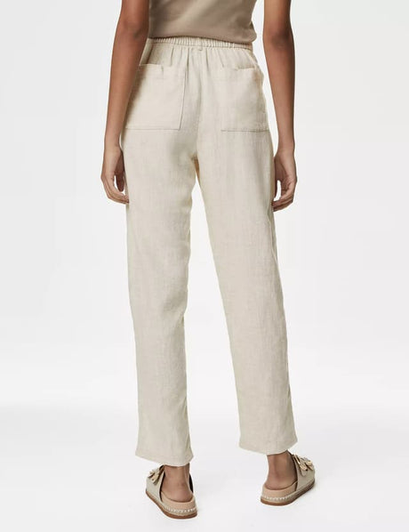 Pantalón de lino-viscosa Taper