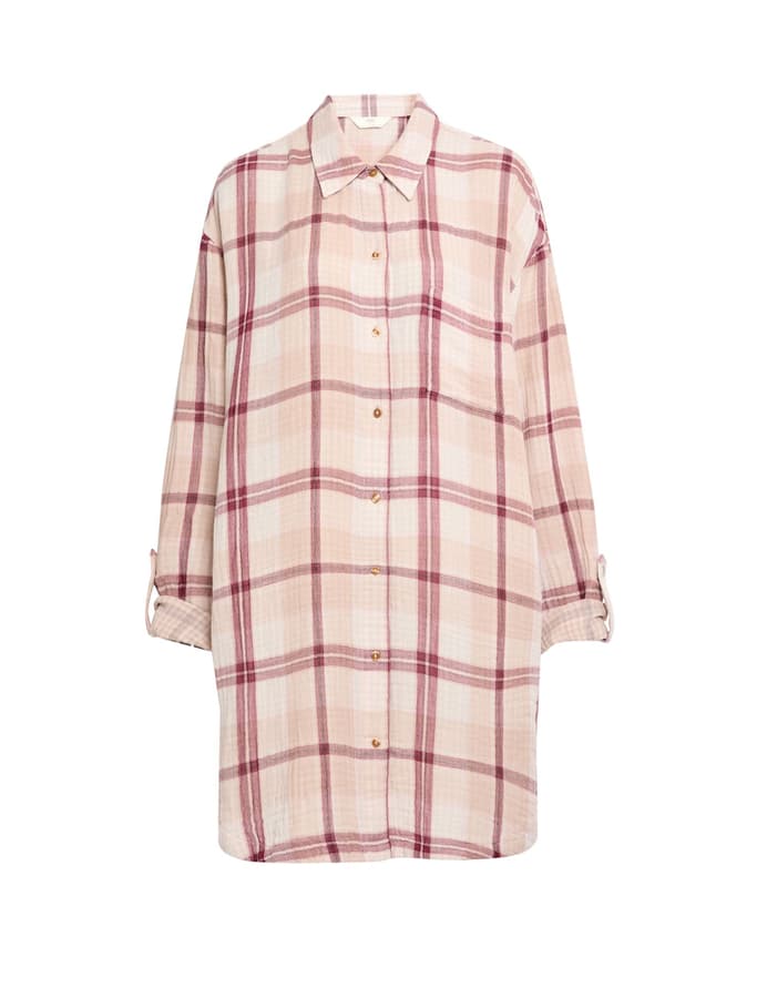 Camisola de manga larga abotonada de cuadros