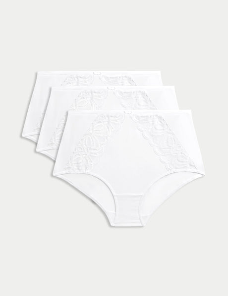 Pack 3 bragas altas con encaje F.B.
