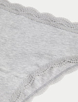 Pack 3 bragas brasileñas de algodón con vivo de encaje