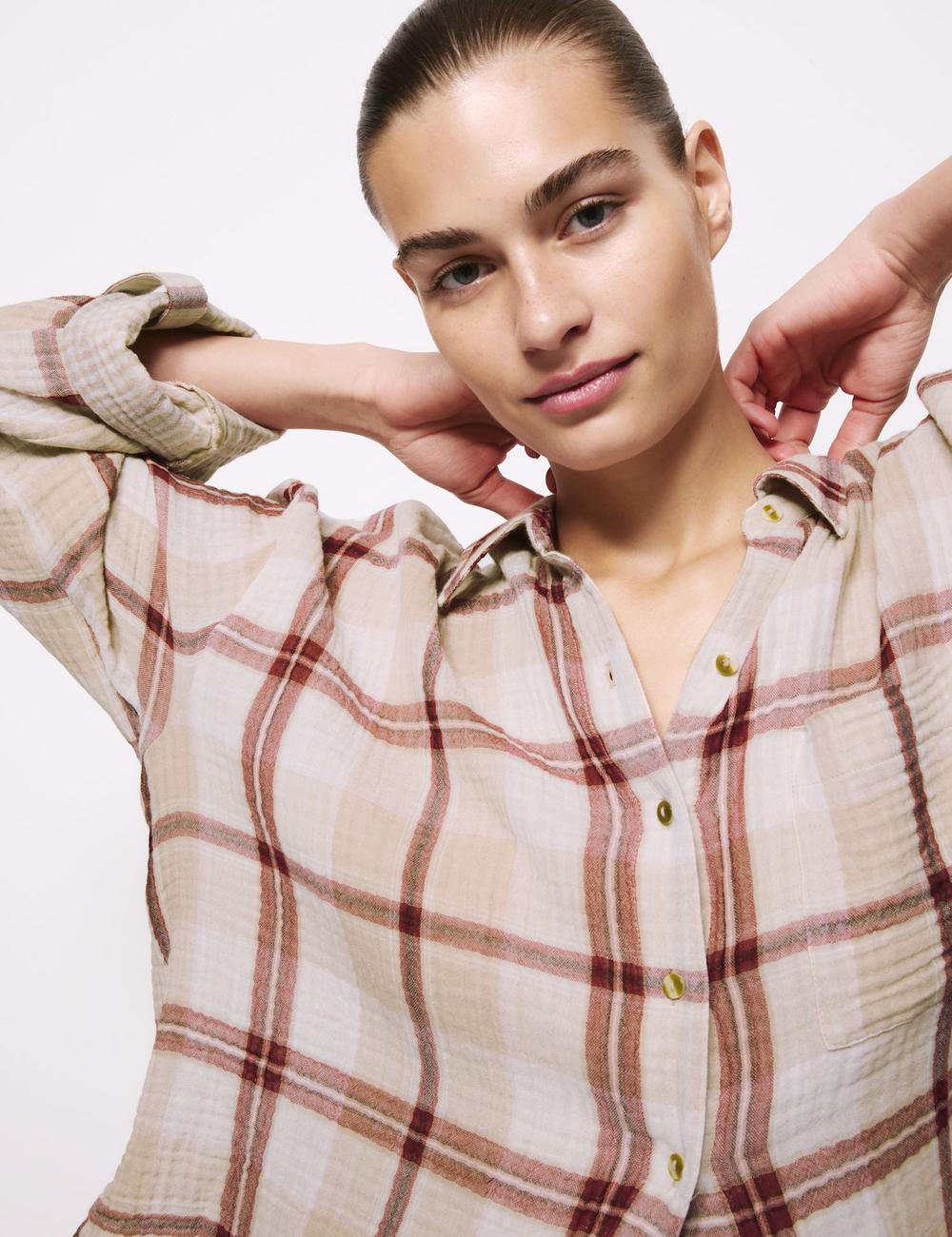 Pijama de manga larga de cuadros