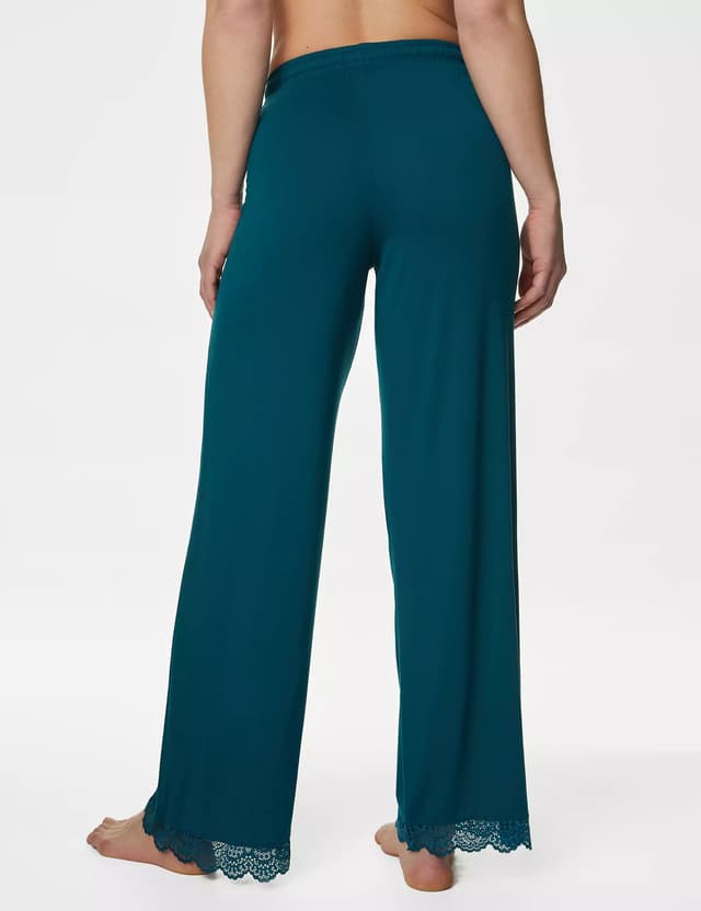 Pantalón de pijama largo con detalle de encaje