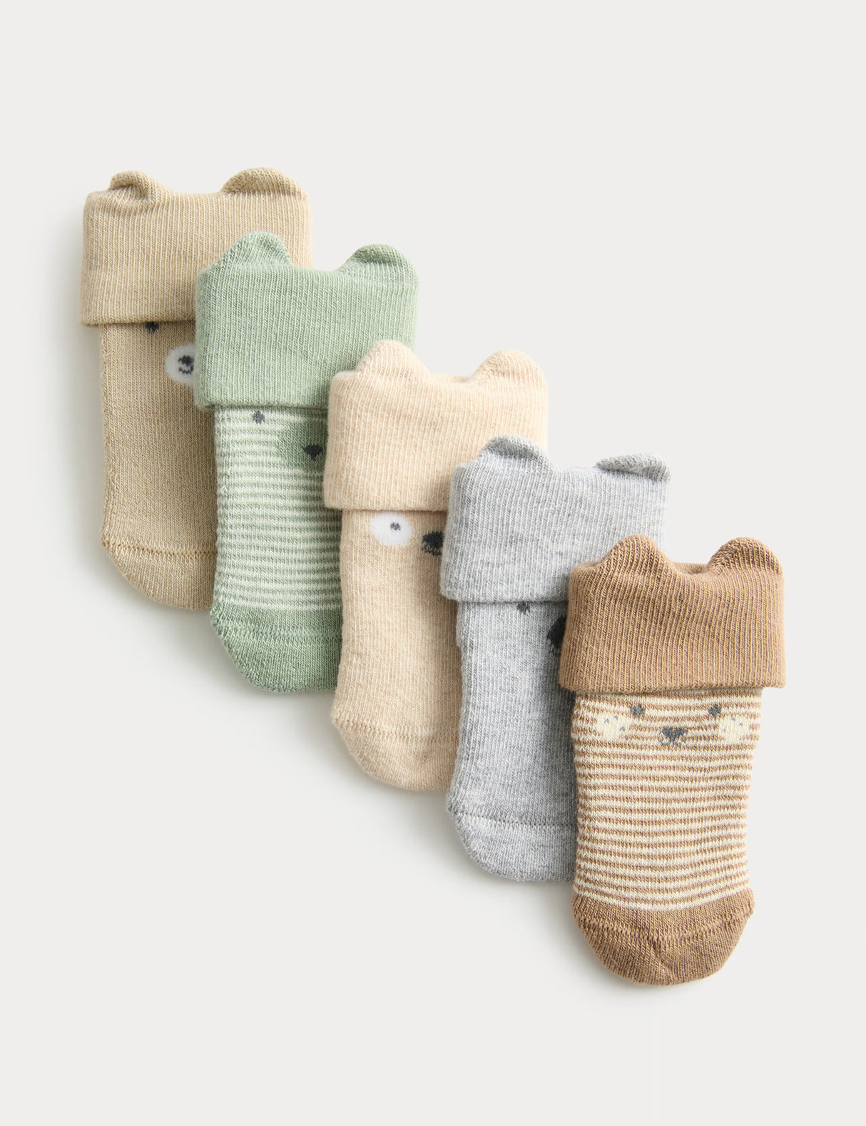 Pack de 5 pares de calcetines para bebés diseño caritas