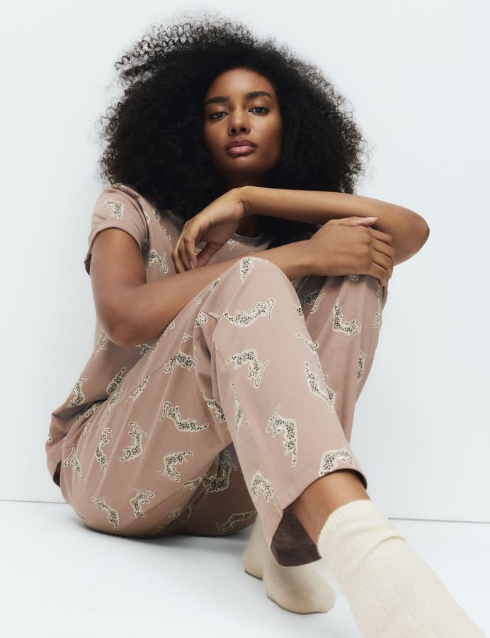 Pijama de manga corta estampado flat pack