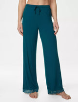 Pantalón de pijama largo con detalle de encaje