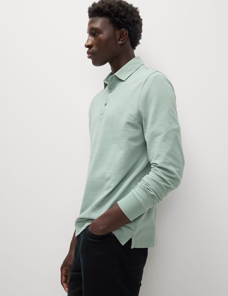 Polo de manga larga liso