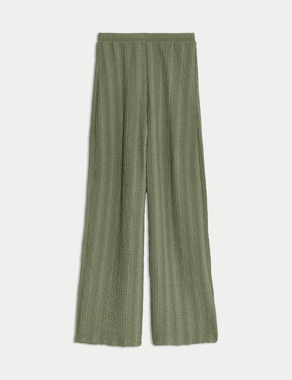 Pantalón de punto con textura de corte ancho