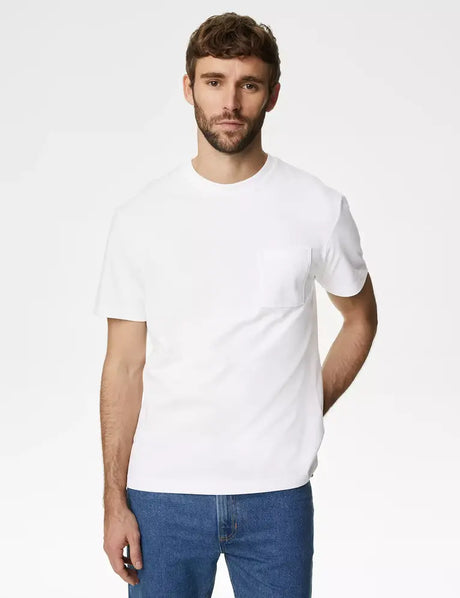 Camiseta de manga corta lisa con bolsillo