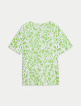 Camiseta básica de manga corta y escorte pico de corte relax