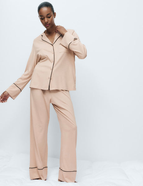 Pijama de manga larga abotonado