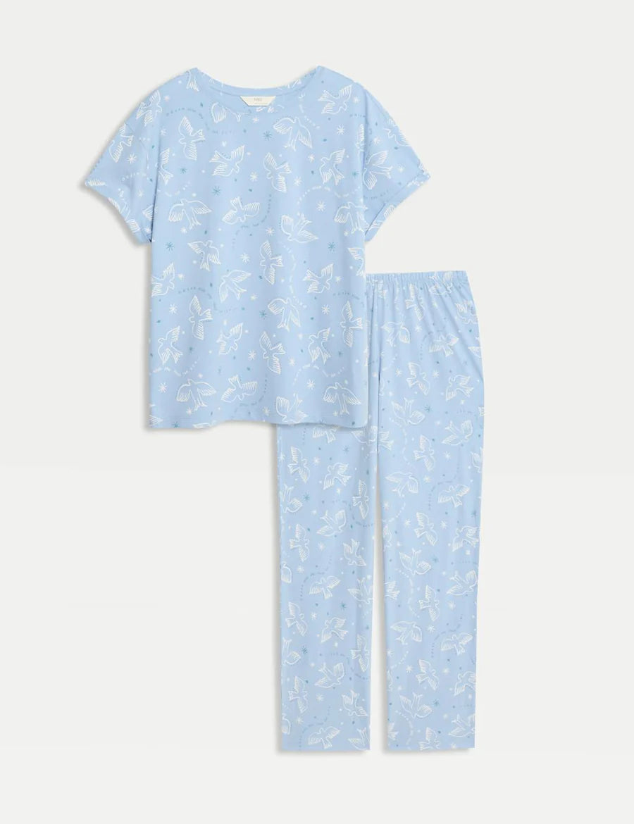 Pijama de diseño de manga corta y pantalón largo FP