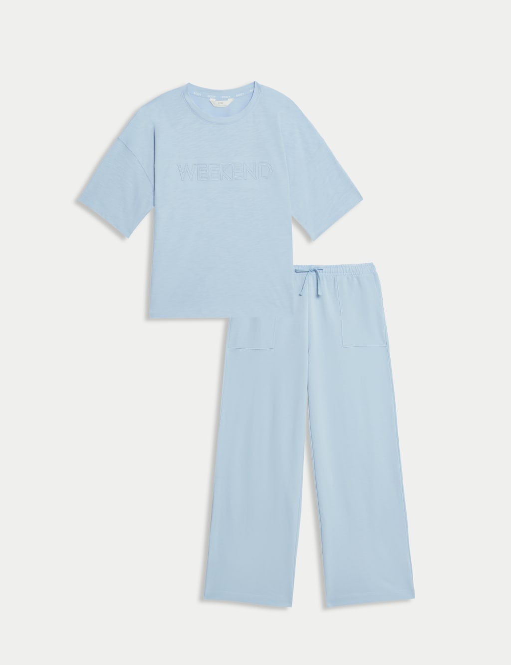 Pijama de algodón con pantalón largo y top de manga corta