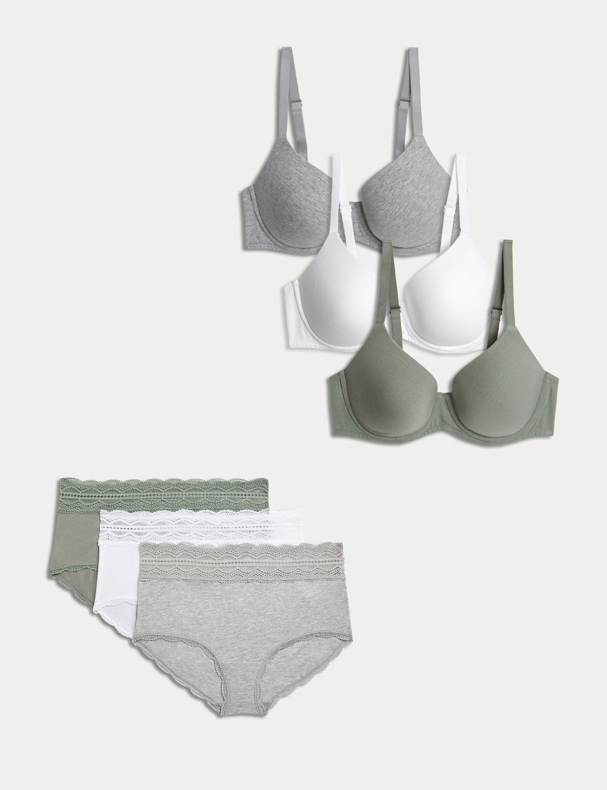 Pack 3 bragas de algodón de estilo short alta de talle