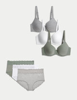 Pack 3 bragas de algodón de estilo short alta de talle