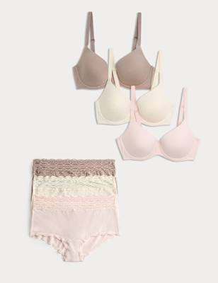 Pack 3 bragas de algodón de estilo short alta de talle