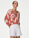 Blusa de lino manga semilarga
