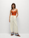 Pantalón de lino viscosa con franja