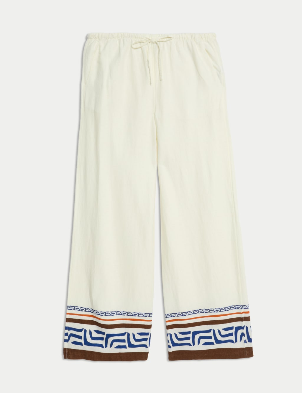 Pantalón de lino viscosa con franja