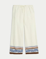 Pantalón de lino viscosa con franja