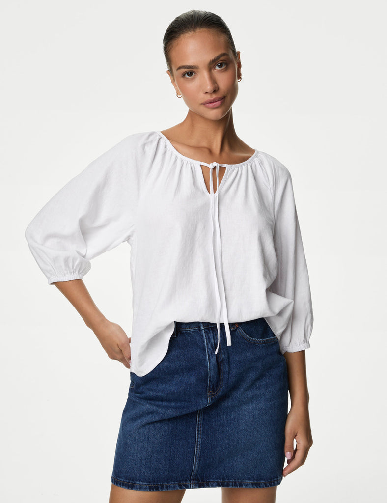 Blusa de lino manga semilarga