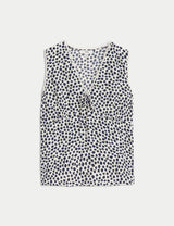 Blusa sin mangas con diseño y escote pico
