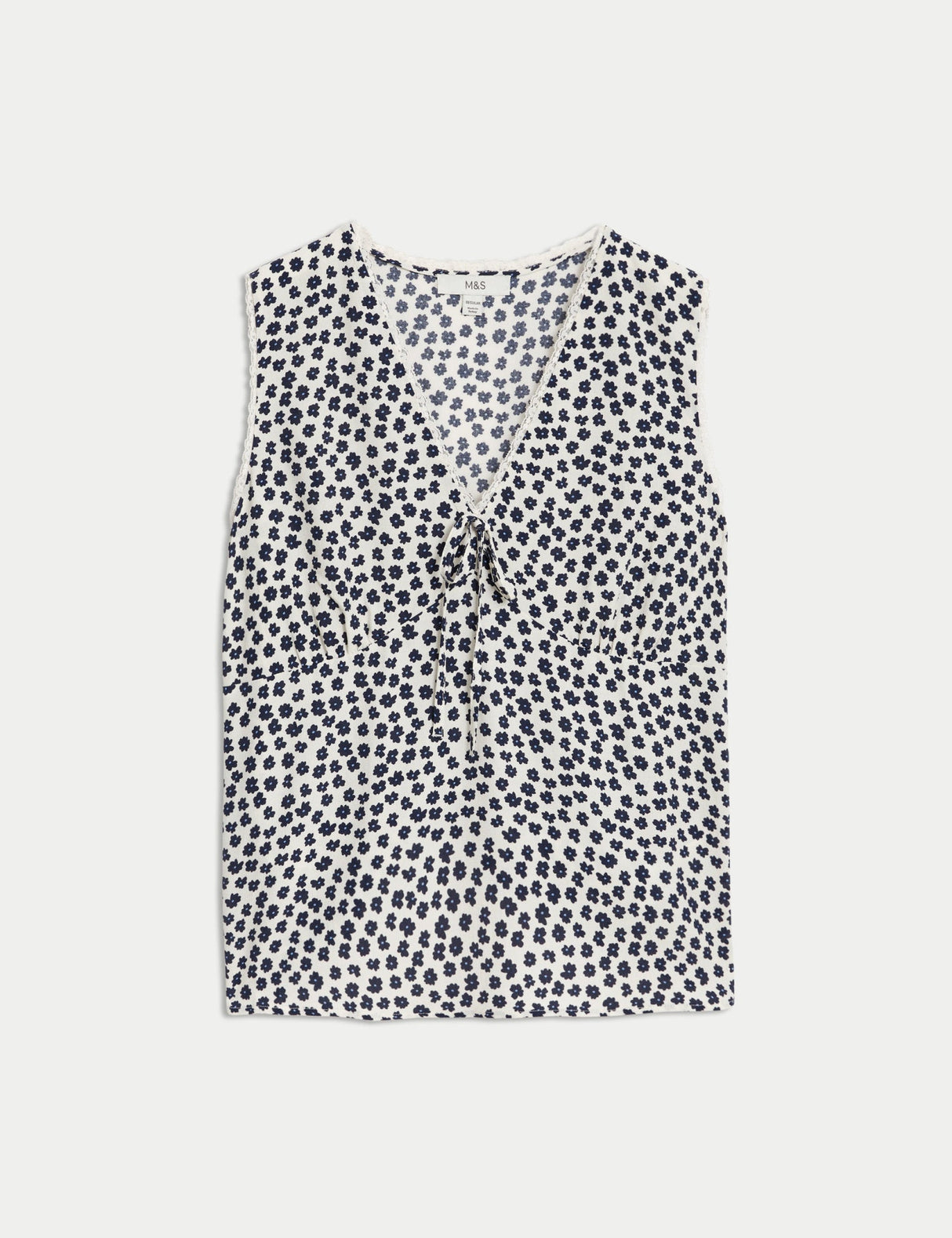 Blusa sin mangas con diseño y escote pico