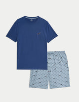 Pijama corto en punto con diseño submarinistas