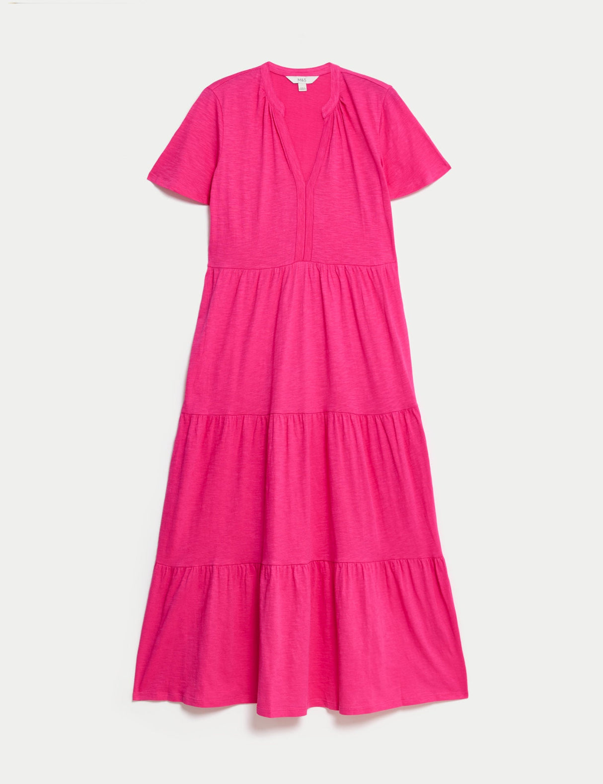 Vestido de punto de manga corta y escote pico