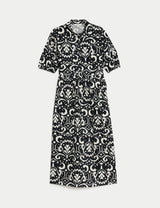 Vestido estampado de manga corta y largo midi