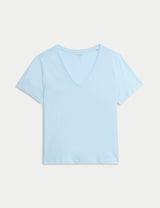 Camiseta básica de manga corta y escote en pico