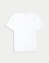 Camiseta básica de manga corta y escote en pico