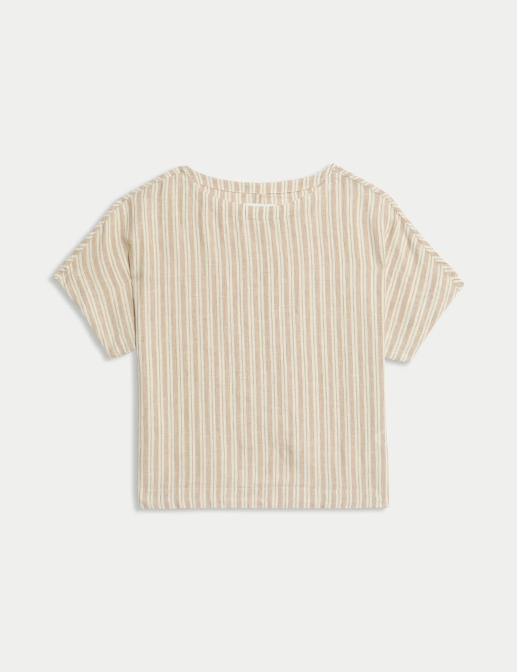Blusa de lino de manga corta de rayas