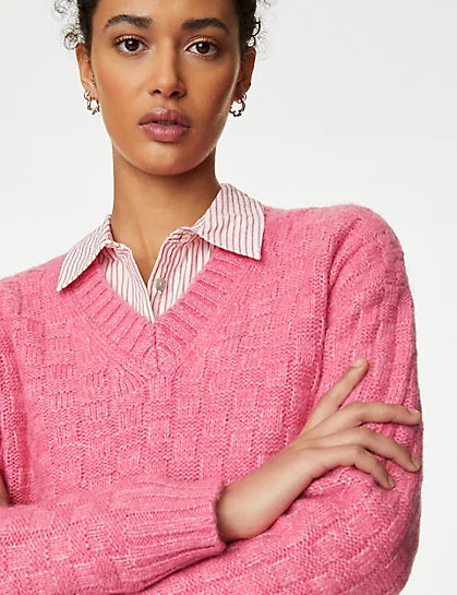 Jersey cuello pico textura