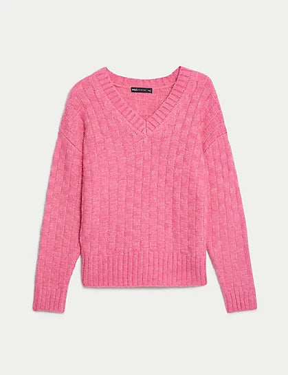 Jersey cuello pico textura